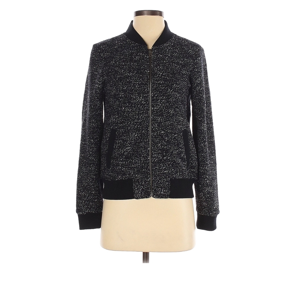 J. Crew Black Tweed Bomber Jacket Size 2